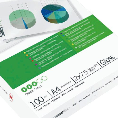 GBC Laminierfolien A4, glänzend – 75 µm, 216 × 303 mm, 100 Stk.