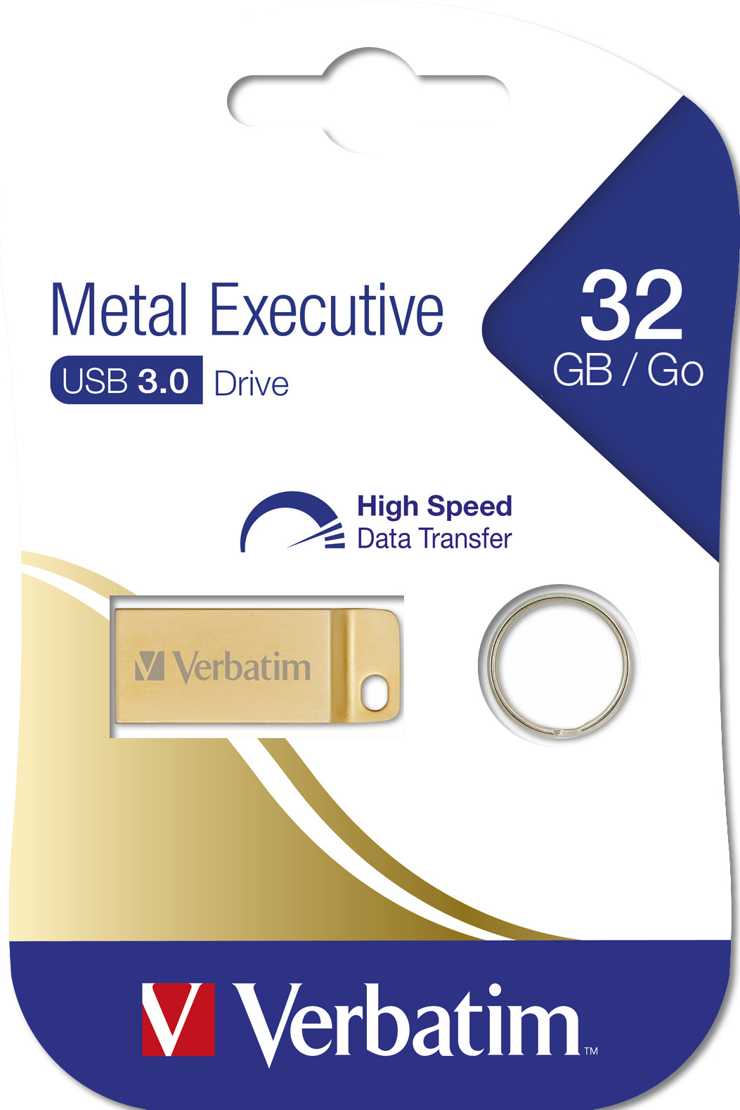 Verbatim USB-Stick – 32 GB, USB 3.0, wasser- und staubdicht, Schlüsselring, gold