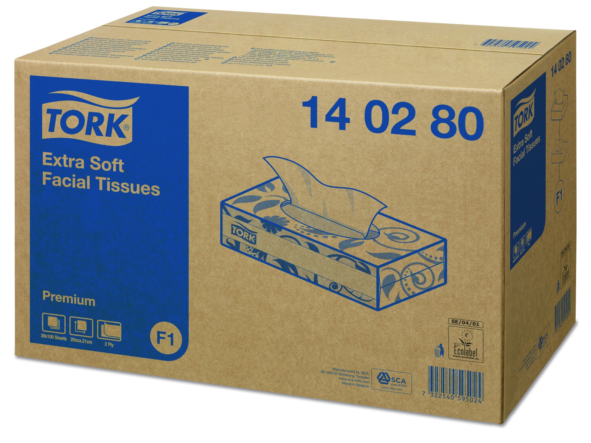 Tork Kosmetiktücher Premium – 2-lagig, weiss, 200 × 208 mm, EU Ecolabel – 100 Tücher
