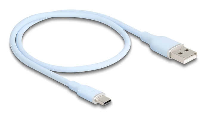 DeLOCK USB-A auf USB-C Kabel – USB 2.0 (480 Mbit/s) – 0,5 m – Silikon – Blau