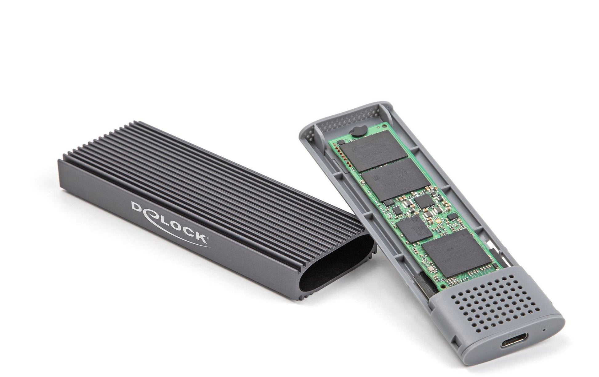DeLOCK 1-Bay Gehäuse – M.2 NVMe/PCIe, SATA SSD, USB-C 10 Gbit/s