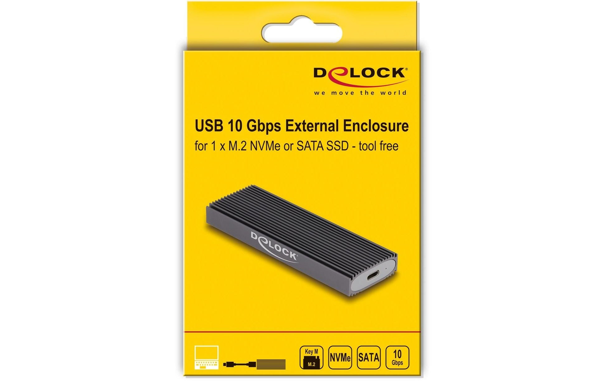 DeLOCK 1-Bay Gehäuse – M.2 NVMe/PCIe, SATA SSD, USB-C 10 Gbit/s