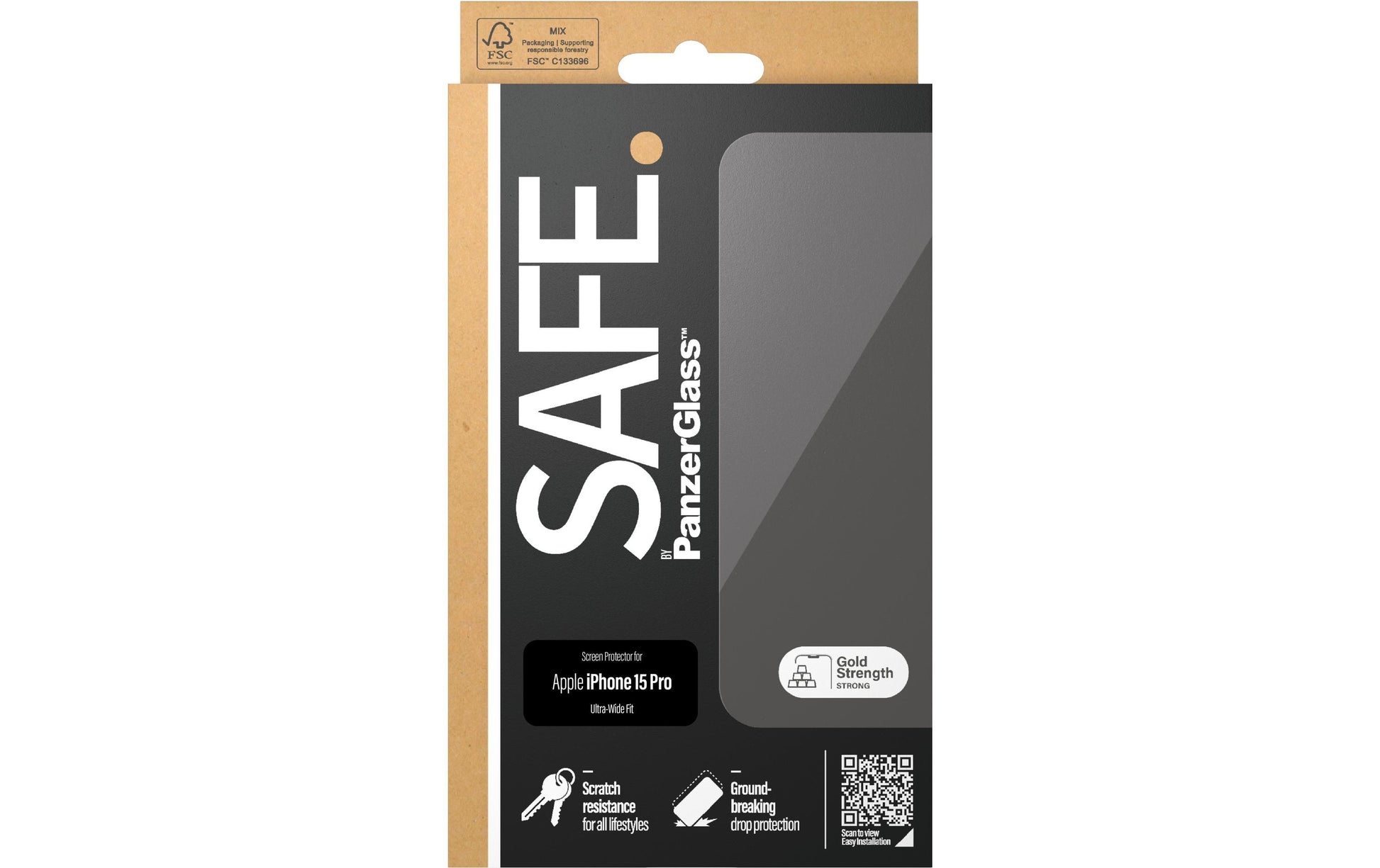 PanzerGlass SAFE. – Displayschutz (Panzerglas), Ultra-Wide Fit – für iPhone 15 Pro