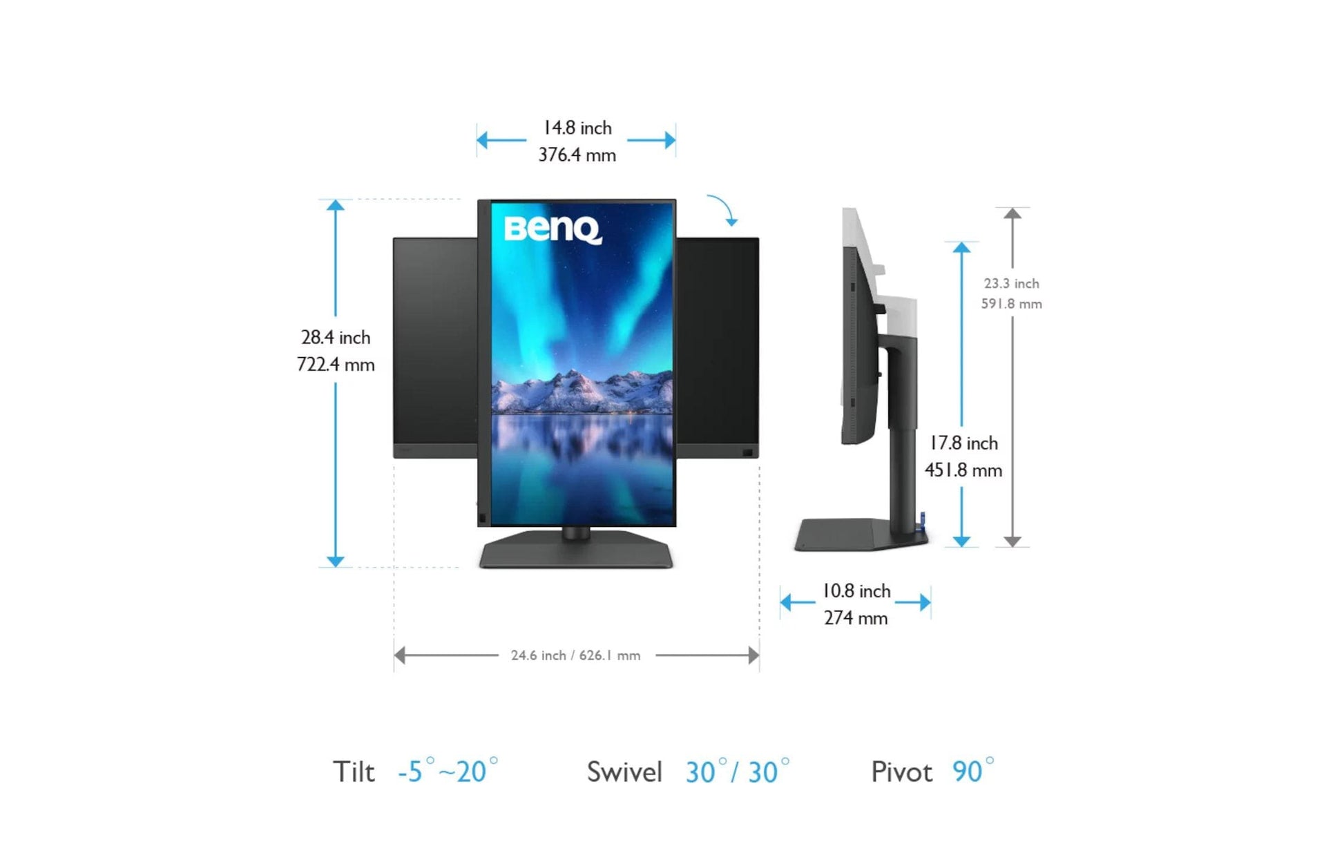 BenQ SW272Q – Monitor, 27", 2560 × 1440 (WQHD), IPS, 60 Hz, 300 cd/m², VESA 100 × 100, Schwarz