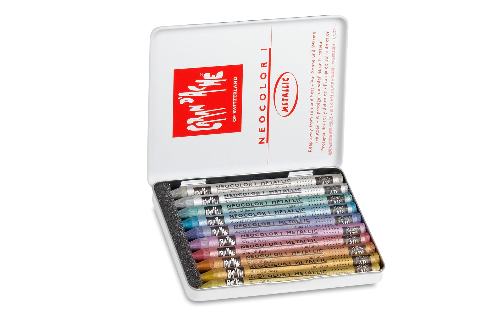 Caran d-Ache Caran d'Ache Neocolor I Ölbasierte Farbstifte-Set – 10 Farben, Mine Ø 8,6 mm, Metallschachtel