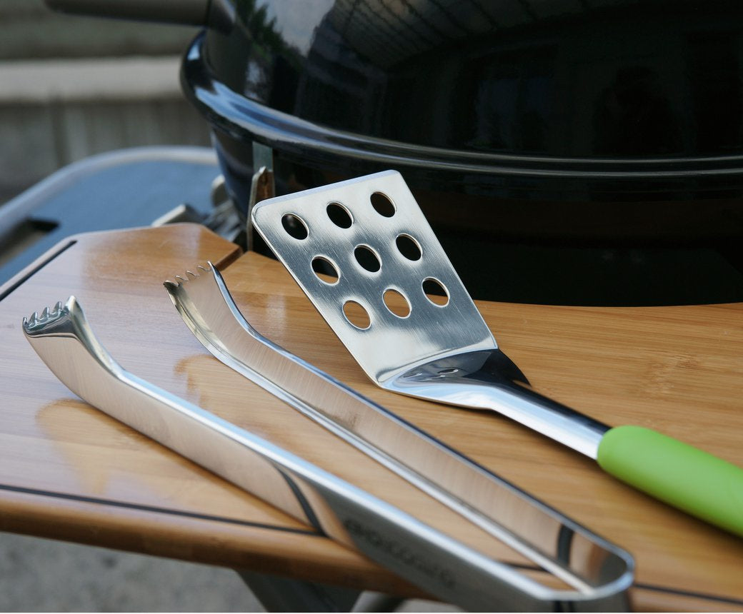 OUTDOORCHEF 2-teiliges Grillbesteck-Set, Edelstahl, Grün, spülmaschinenfest