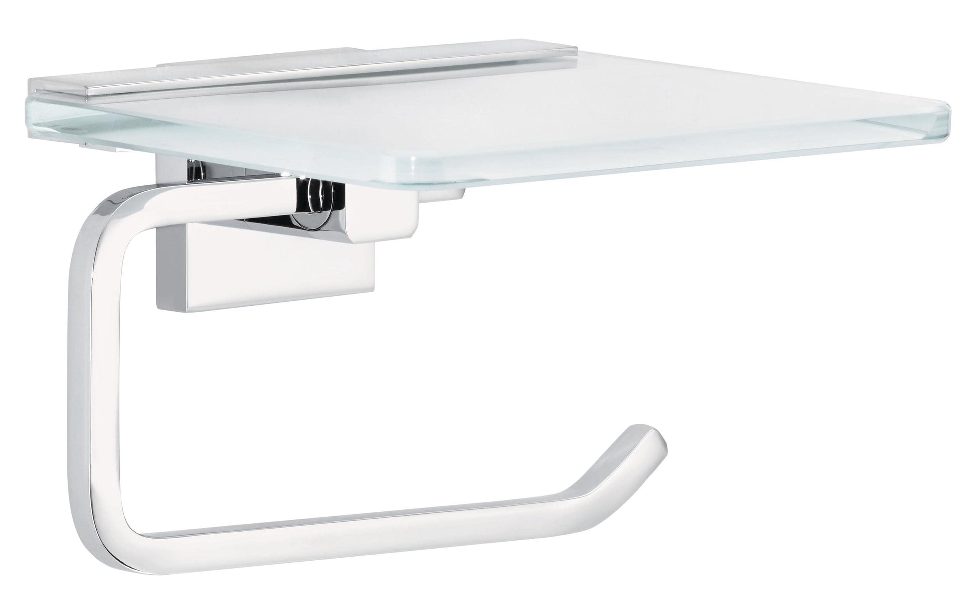 TESA Toilettenpapierhalter – Glas/Chrom, Wandmontage, 13,9 × 16 × 9,9 cm