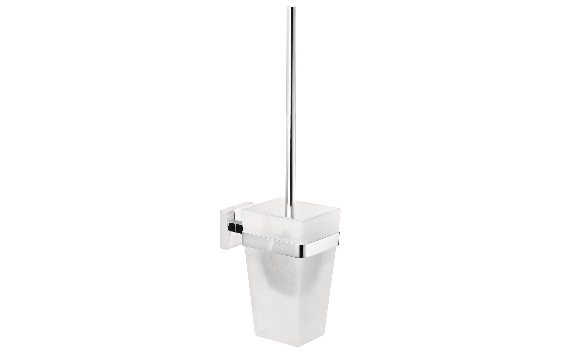 TESA DELUXXE WC-Garnitur – Glas/Chrom, Weiss, Wandmontage, 13,8 × 9,8 × 44,5 cm