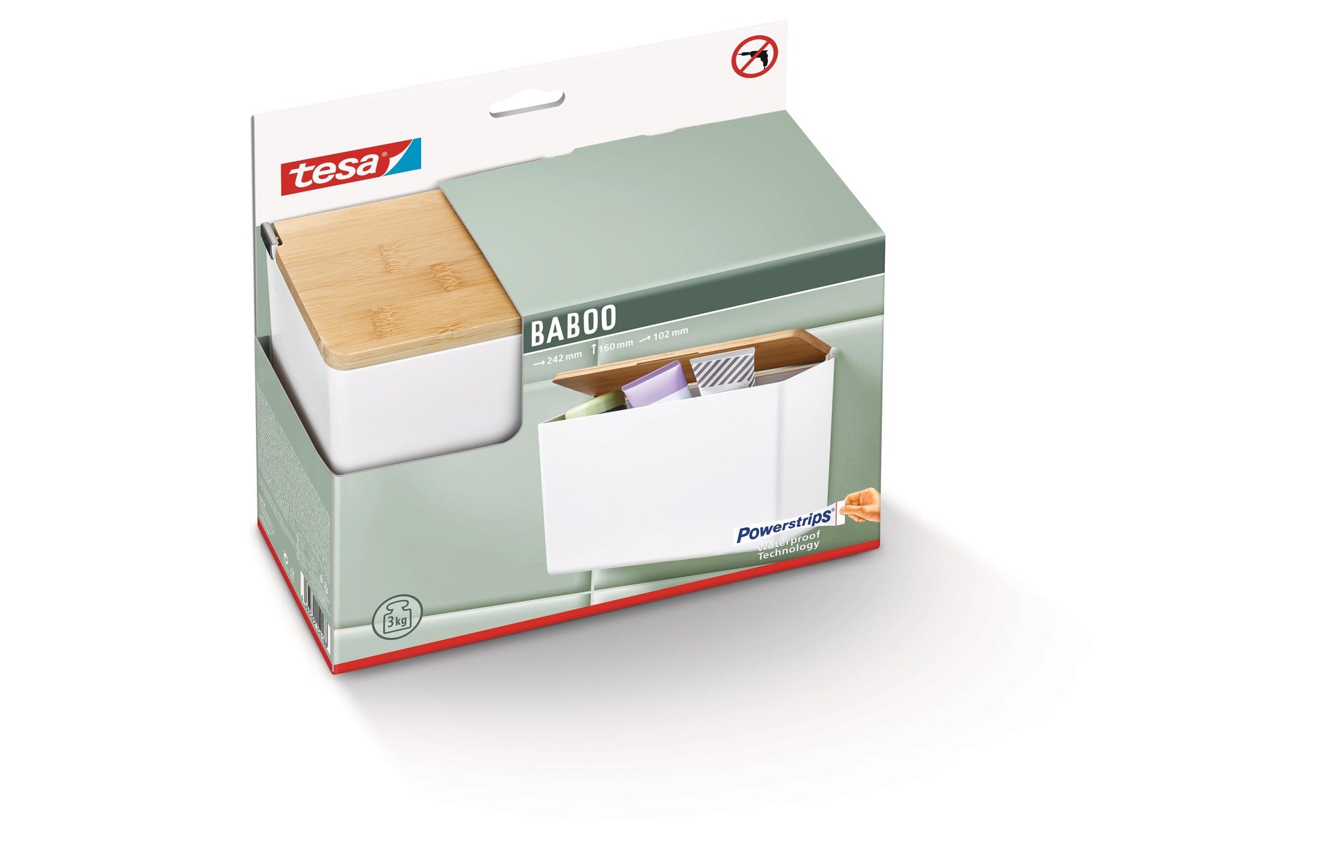 TESA Aufbewahrungsbox BABOO XL – Kunststoff, 24,2×10,2×16 cm, Weiss
