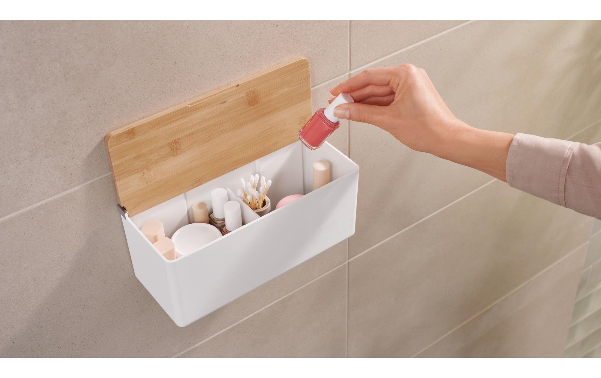 TESA Aufbewahrungsbox BABOO L – 18,2×10,2×21 cm, Kunststoff, Weiss
