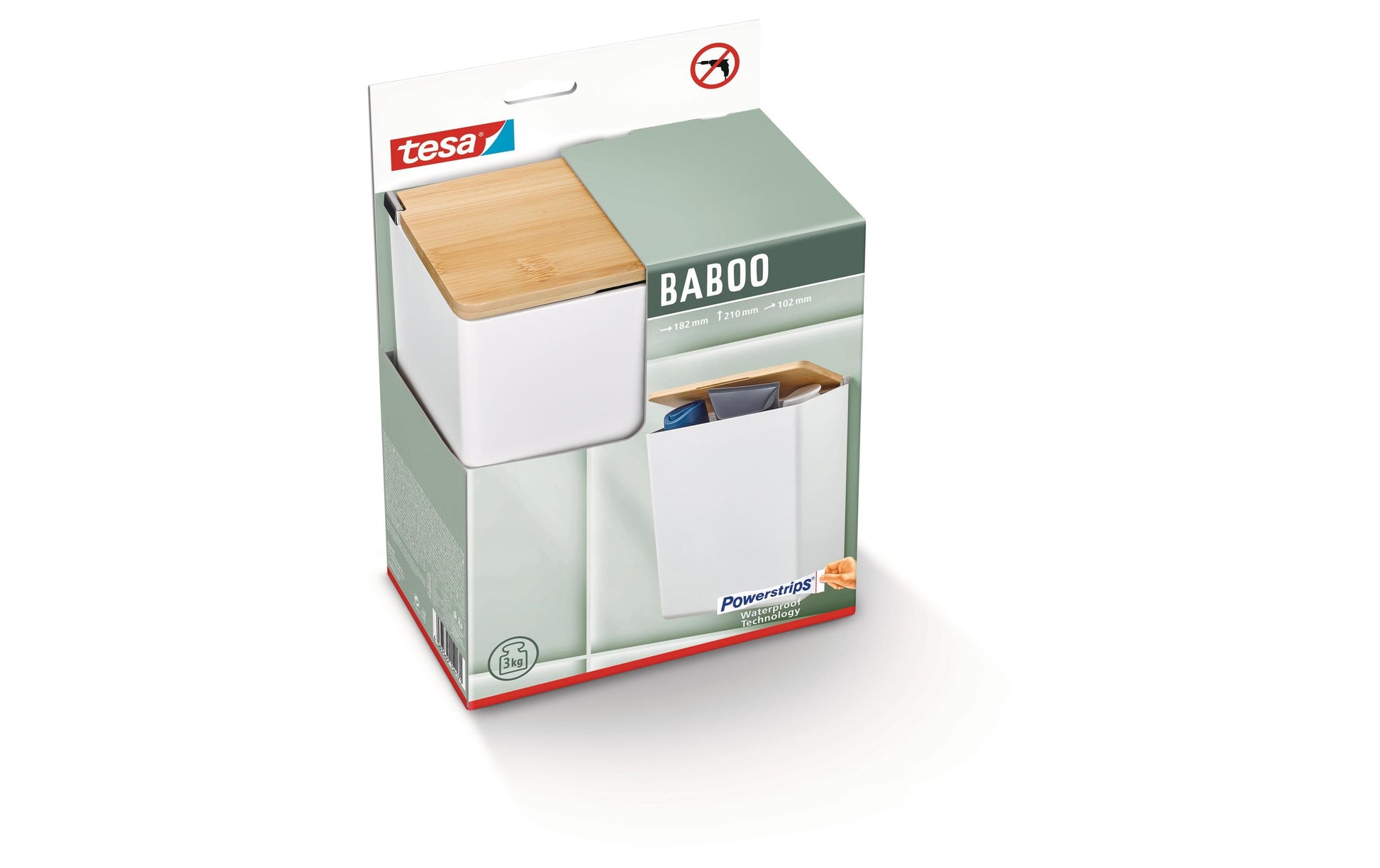 TESA Aufbewahrungsbox BABOO L – 18,2×10,2×21 cm, Kunststoff, Weiss