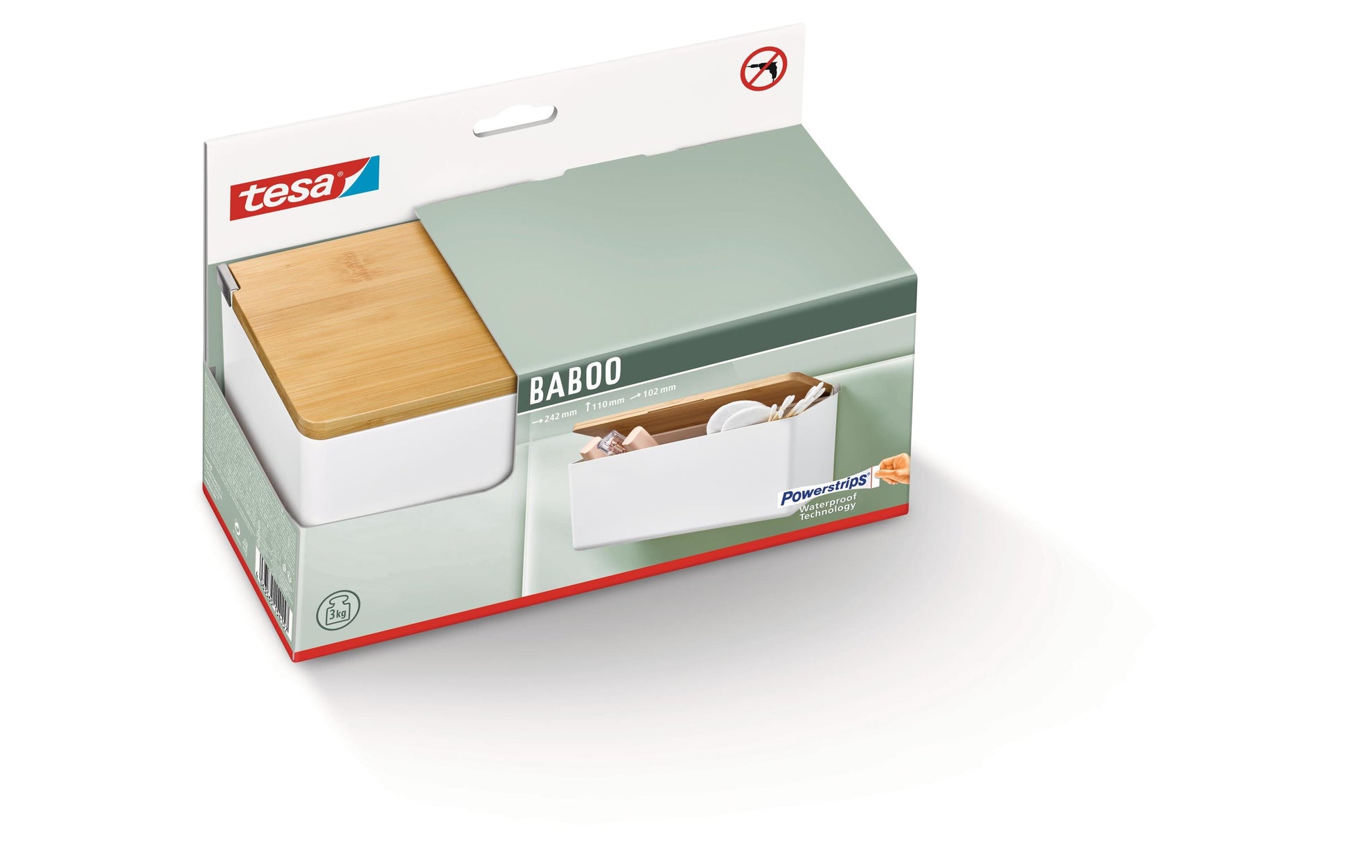 TESA Aufbewahrungsbox BABOO M – 24,2×10,2×11 cm, Kunststoff, Weiss