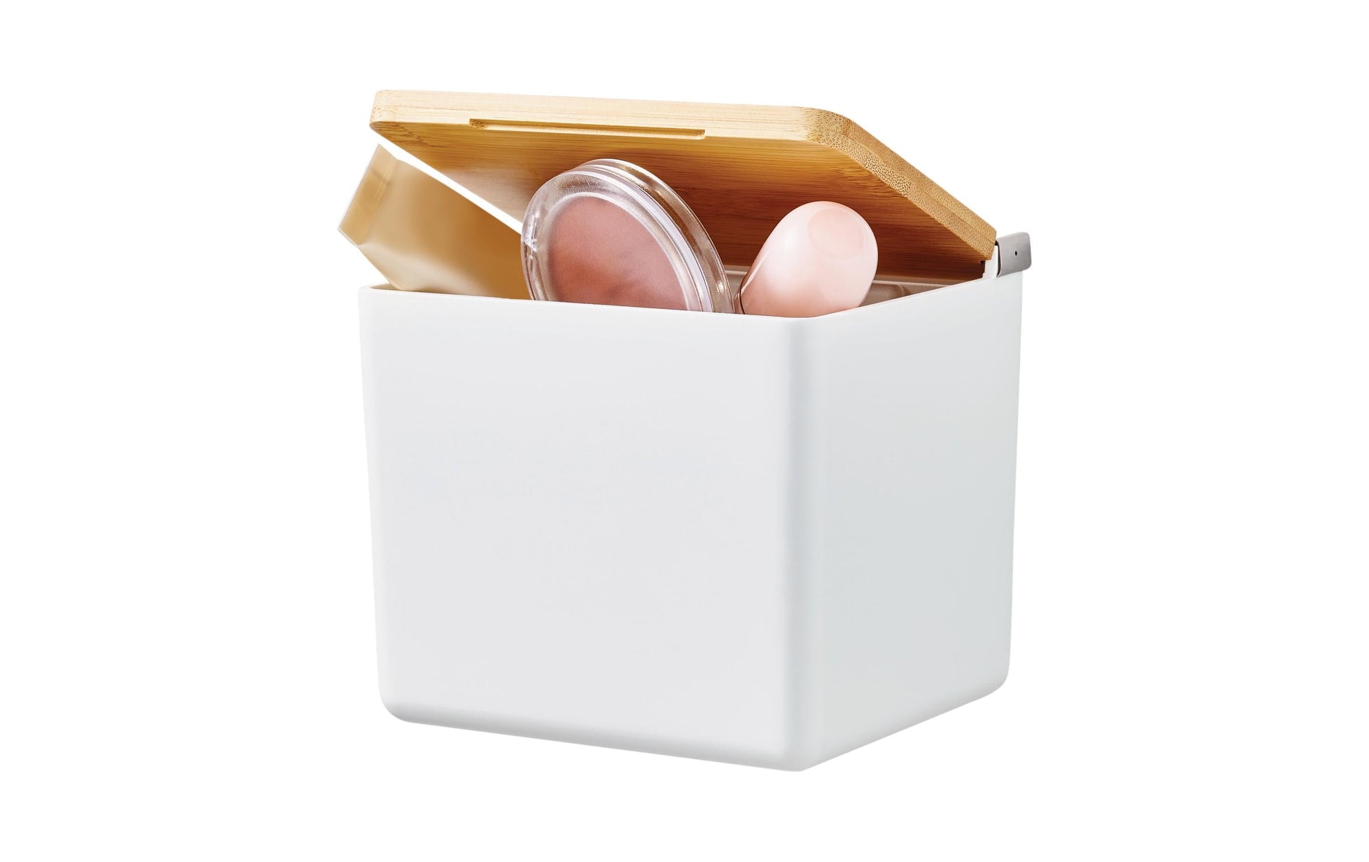 TESA Aufbewahrungsbox BABOO – Bambus, 10,2×10,2×11 cm, Weiss