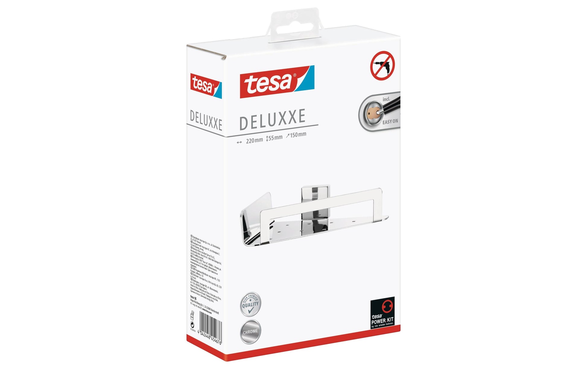 TESA Seifenhalter (Wand) DELUXXE – Metall, Wandmontiert, 22×15×5,5 cm, Chrom