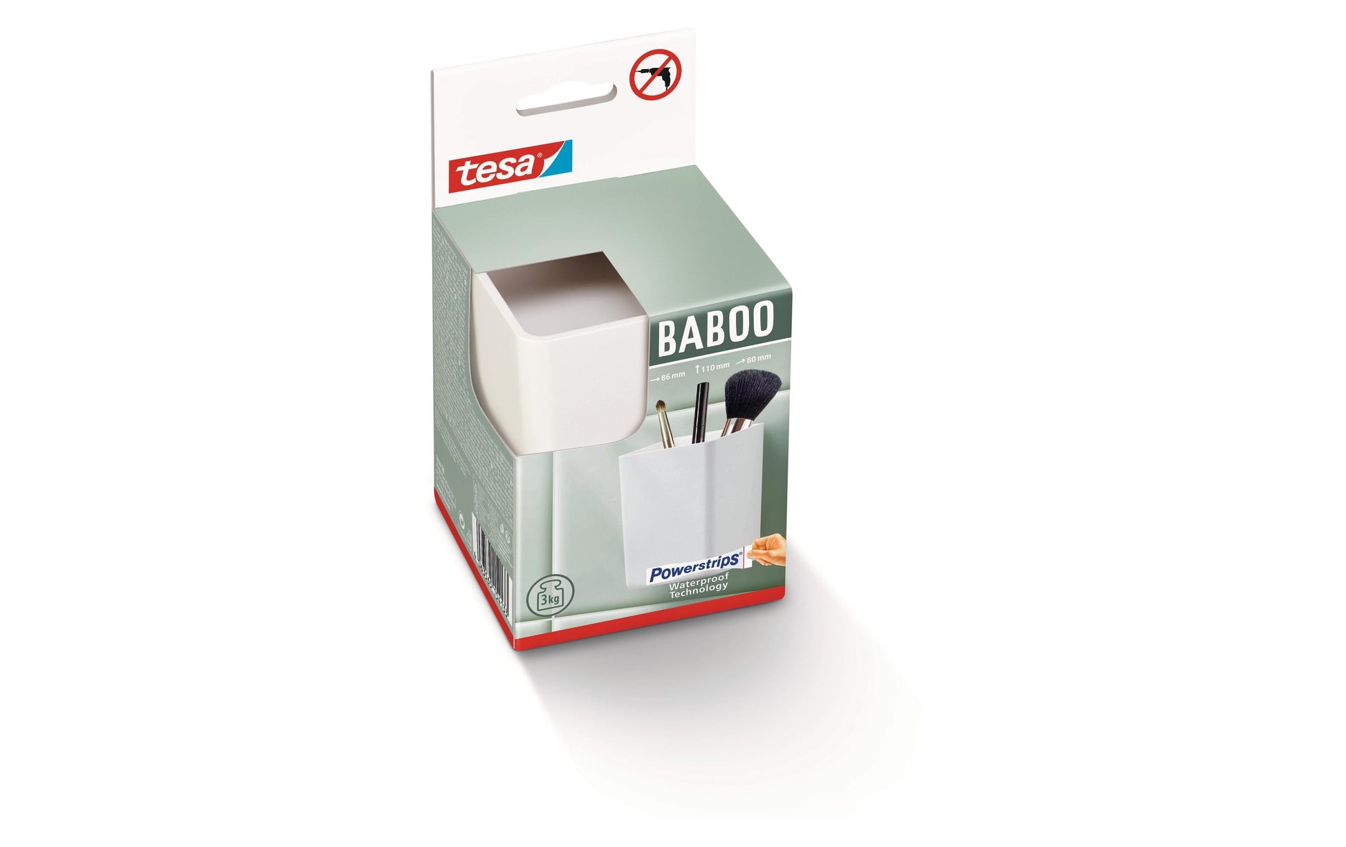 TESA Aufbewahrungsbox BABOO – 8,6×8×11 cm, Kunststoff, Weiss