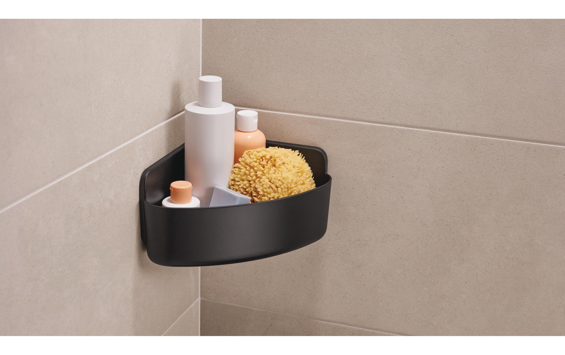 TESA Duschkorb LAVAA M – 20×20×12 cm, ABS, 3 kg, Wandmontiert, Schwarz