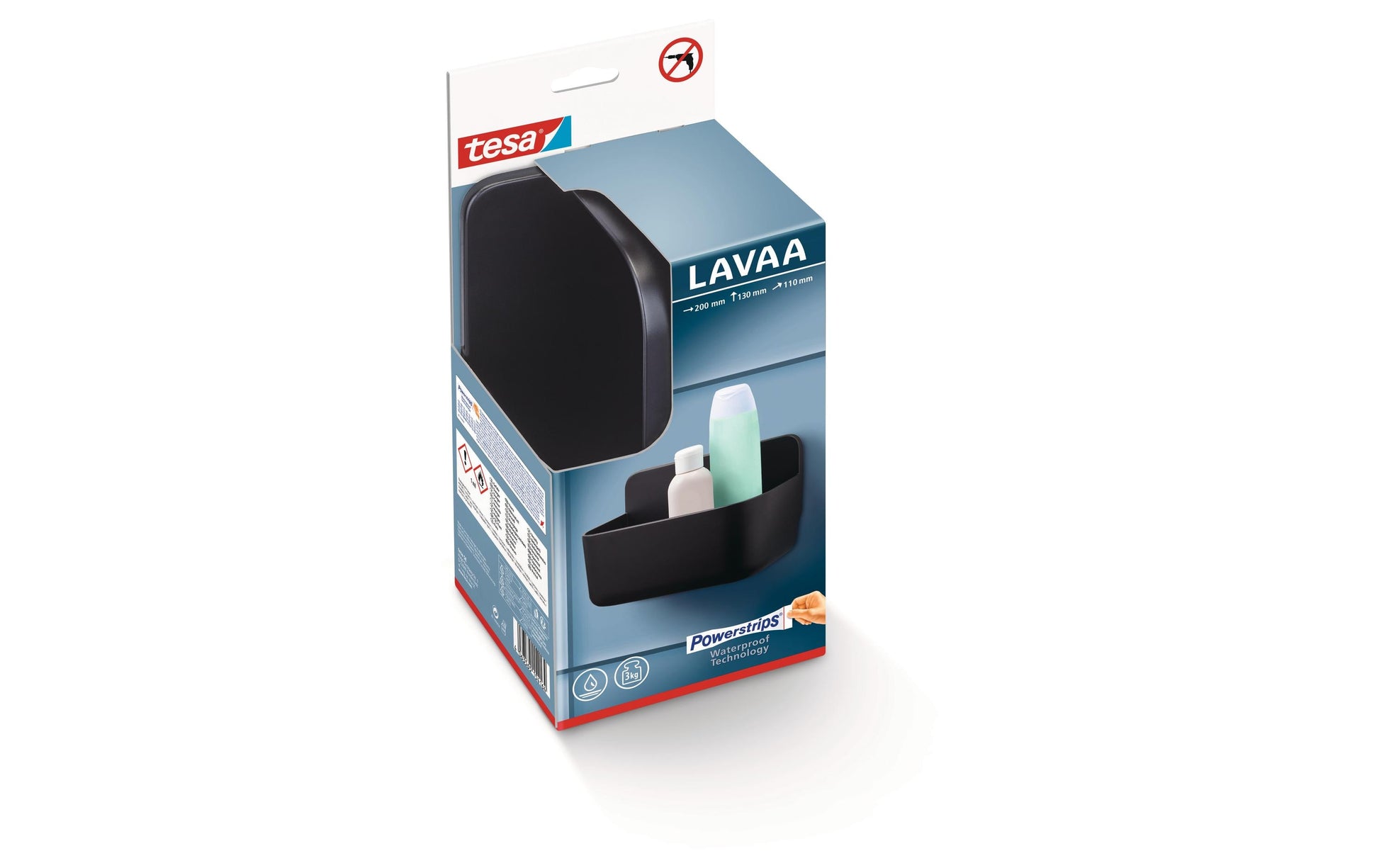 TESA Seifenhalter LAVAA – ABS, Wandmontiert, 20×11×13 cm, Schwarz