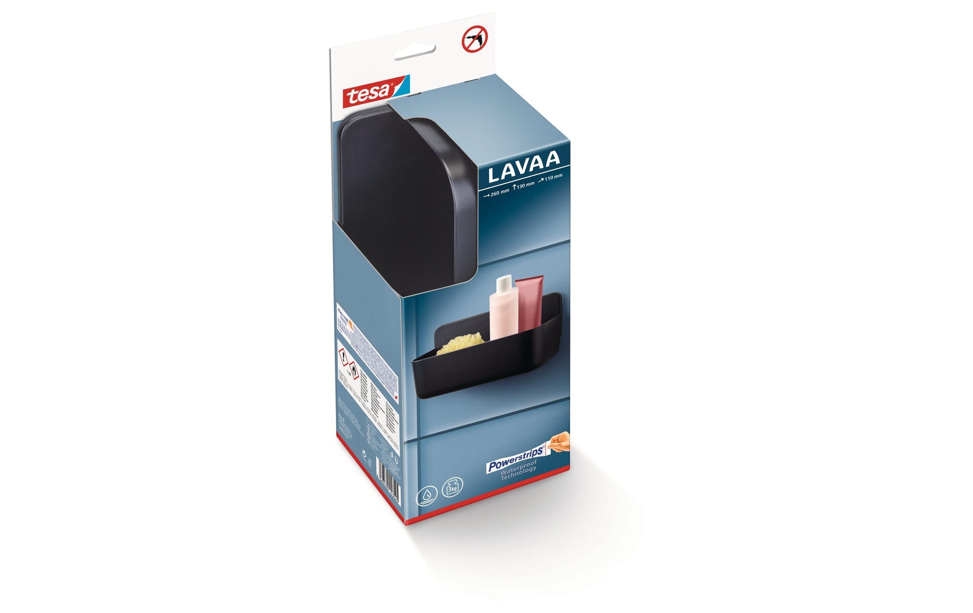 TESA Aufbewahrungsbox (Bad) LAVAA – ABS, 26×11×13 cm, Schwarz