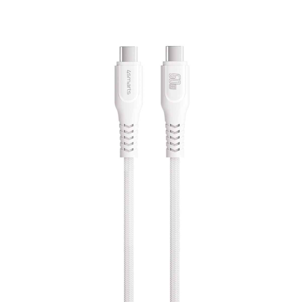 4smarts USB-C auf USB-C Kabel – USB 2.0 (480 Mbit/s) – 1,5 m – PD 60 W – Geflochten – Weiss