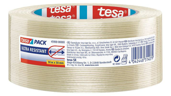 tesa – Filamentband, filamentverstärkt, 50 mm × 50 m, transparent, 45900, 1 Rolle