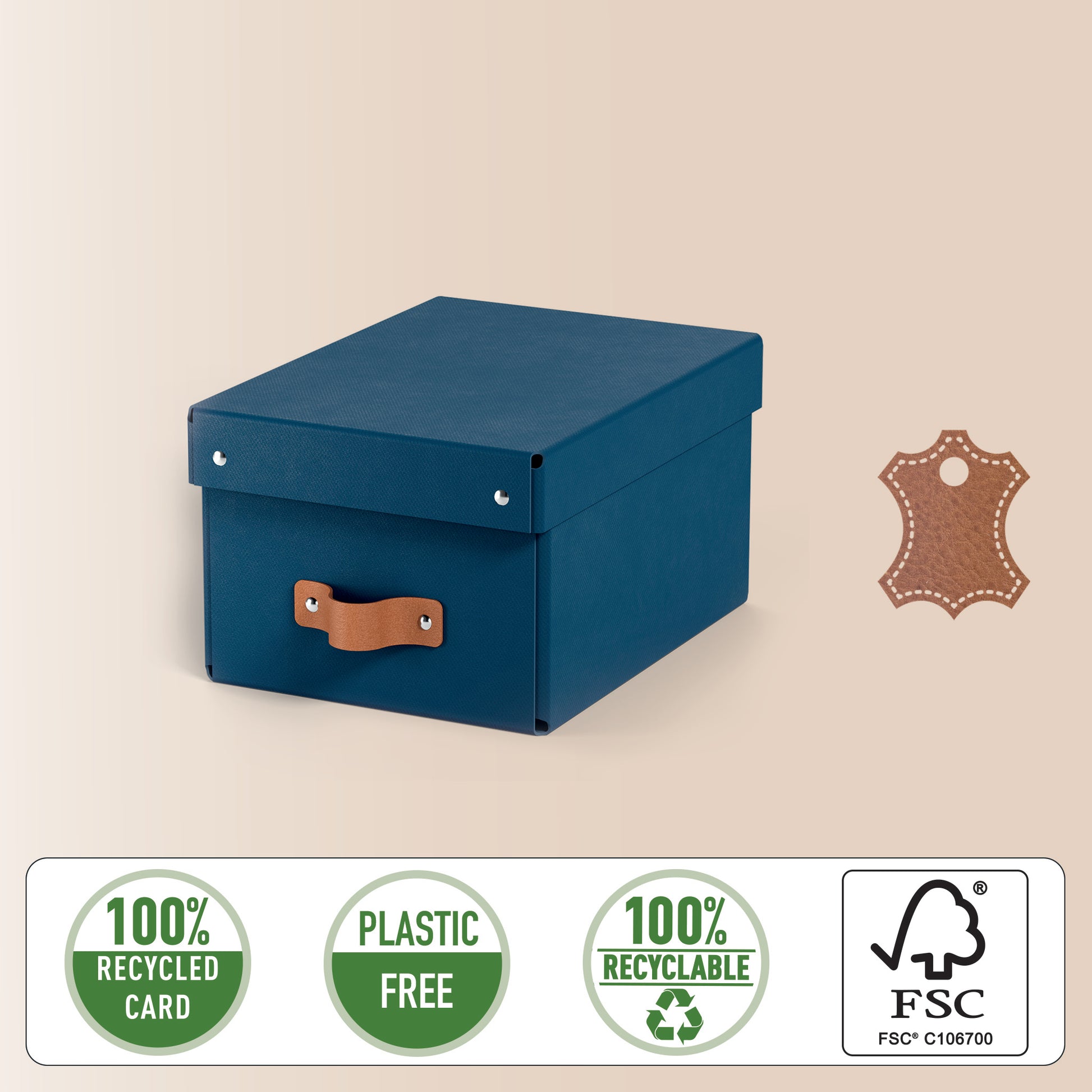 Leitz Aufbewahrungsbox Puro klein – Karton, Nachtblau, 20 × 15 × 26 cm – 2er-Pack
