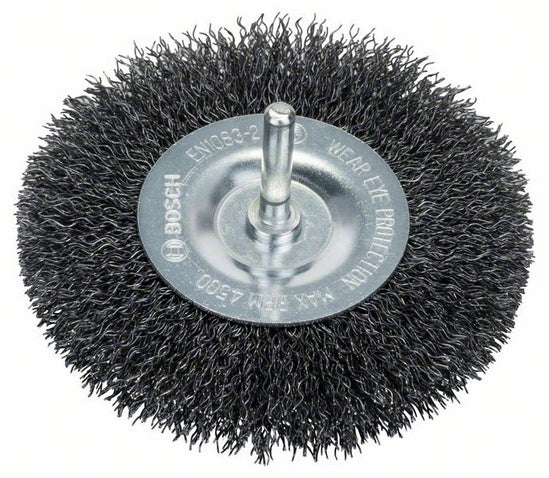 Bosch Professionelle Drahtbürste 100 mm Schaft 6 mm – für Metall – Drahtstärke 0,3 mm