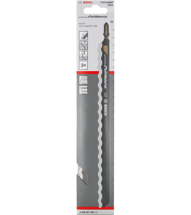 Bosch Professional T 1013 AWP Stichsägeblatt 250 mm Hochkohlenstoffstahl (HCS) – für Dämmplatten – 3 Stk