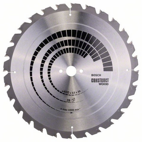 Bosch Professional – Kreissägeblatt, Construct Wood, 2 608 640 693, 400 mm × 30 mm × 3.5 mm