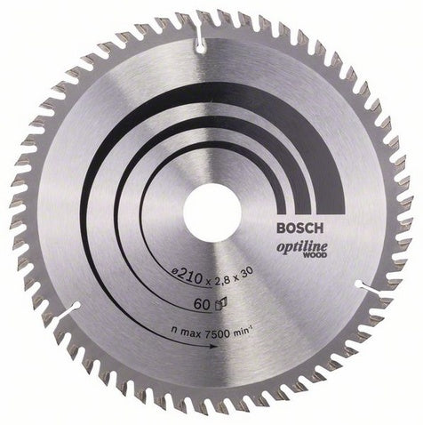 Bosch Professional – Kreissägeblatt, Optiline Wood, 60 Zähne, 210 mm × 30 mm × 1,8 mm