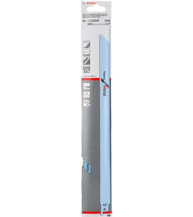 Bosch Professionelles Säbelsägeblatt Bimetall, 10/14 TPI, Zahnteilung 1,8–2,6 mm – für Metall – 5 Stk