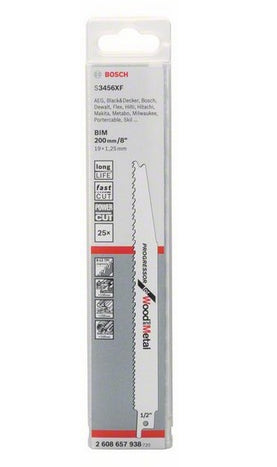 Bosch Professional – Säbelsägeblatt, Progressor Wood and Metal, S 3456 XF, 200 mm, 25 Stk.