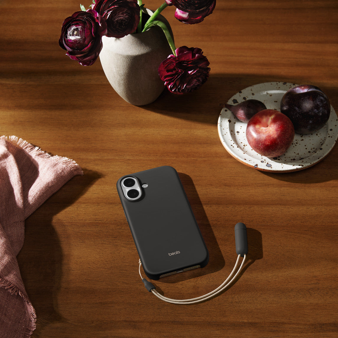 Apple Backcover – für Apple iPhone 17 – grau – PC – mit Ständer, mit Kordel