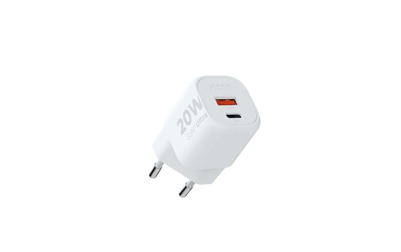 Xtorm USB-Ladegerät 20 W – USB-C×1, USB-A×1 – PD, QC 3.0, GaN – Weiss