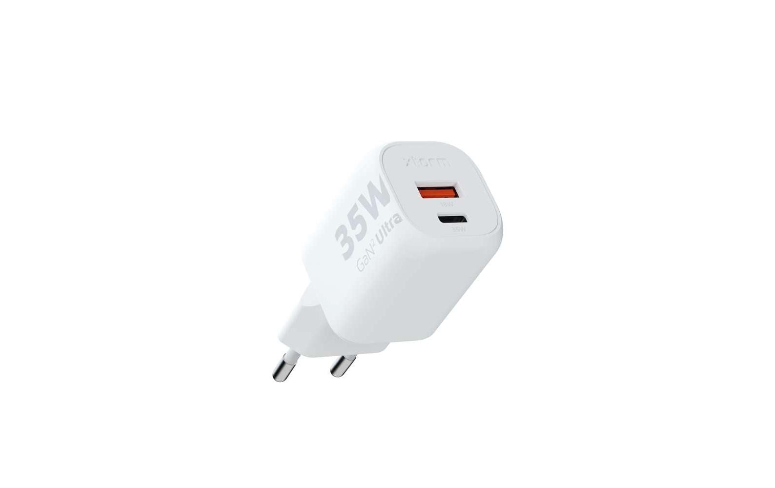 Xtorm USB-Wandladegerät 35 W – USB-C×1, USB-A×1 – PD, QC 3.0, GaN – Weiss