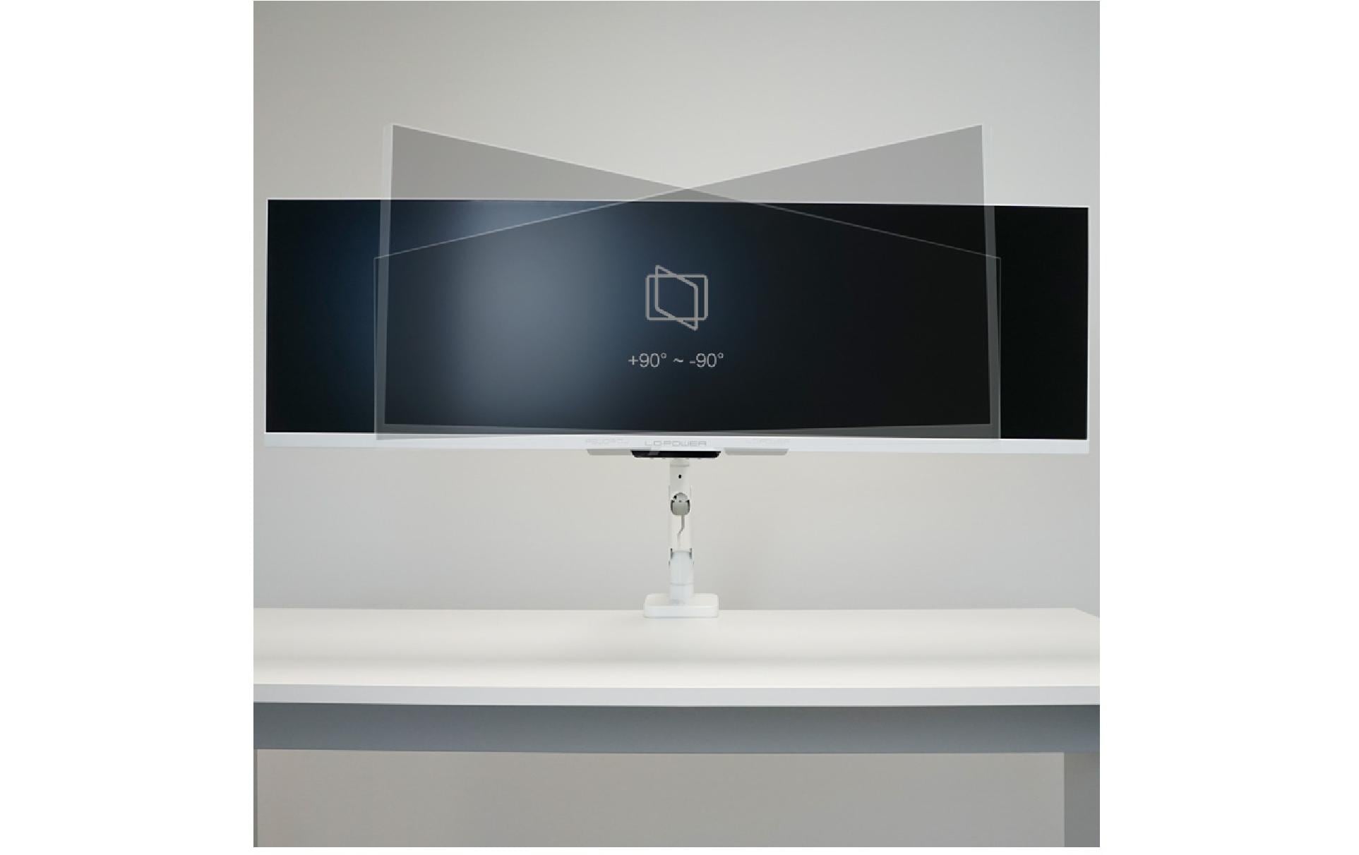 LC-Power Tischhalterung, bis 49", VESA 75 × 75 mm, 20 kg, Drehen, Weiss