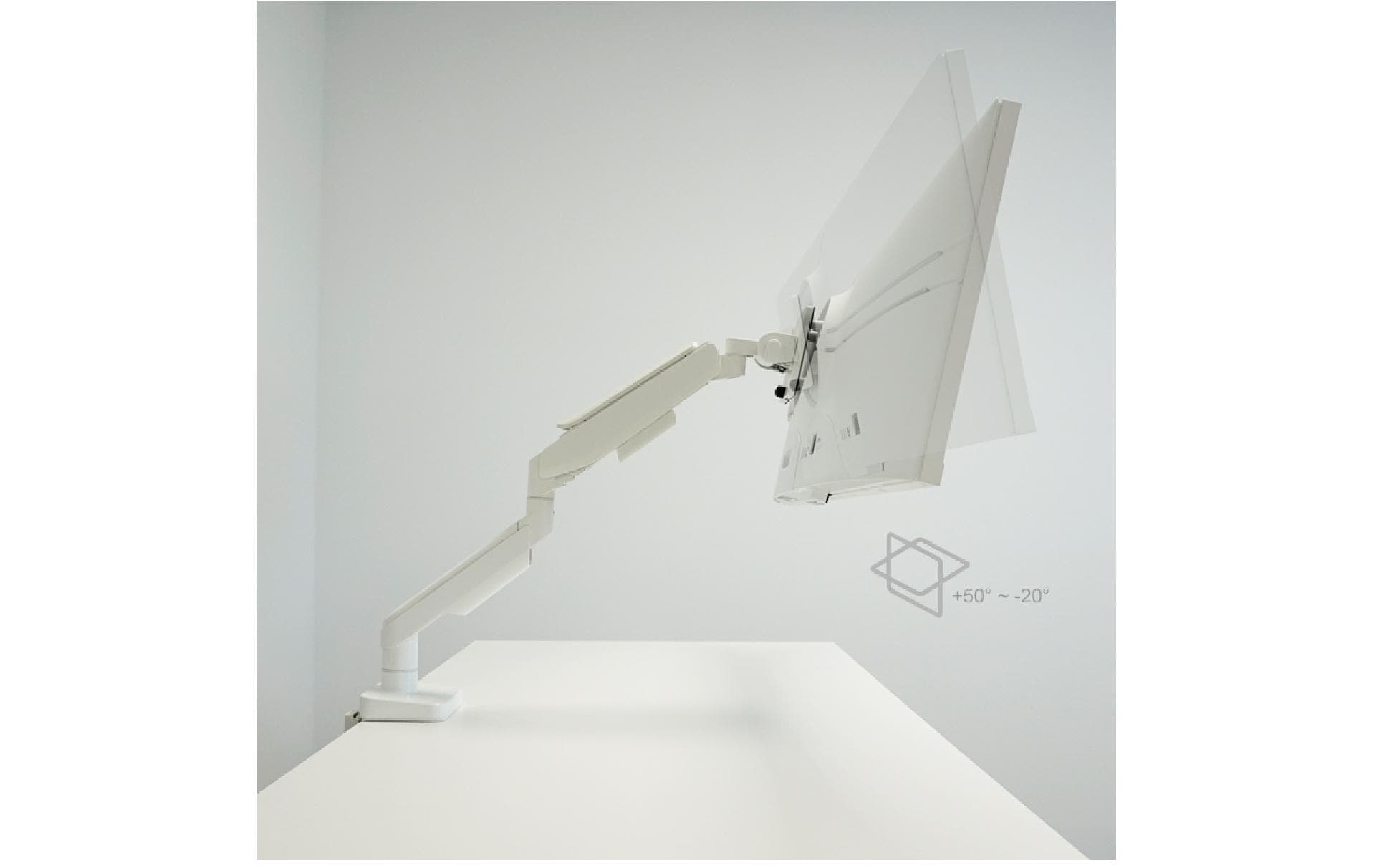 LC-Power Tischhalterung, bis 49", VESA 75 × 75 mm, 20 kg, Drehen, Weiss