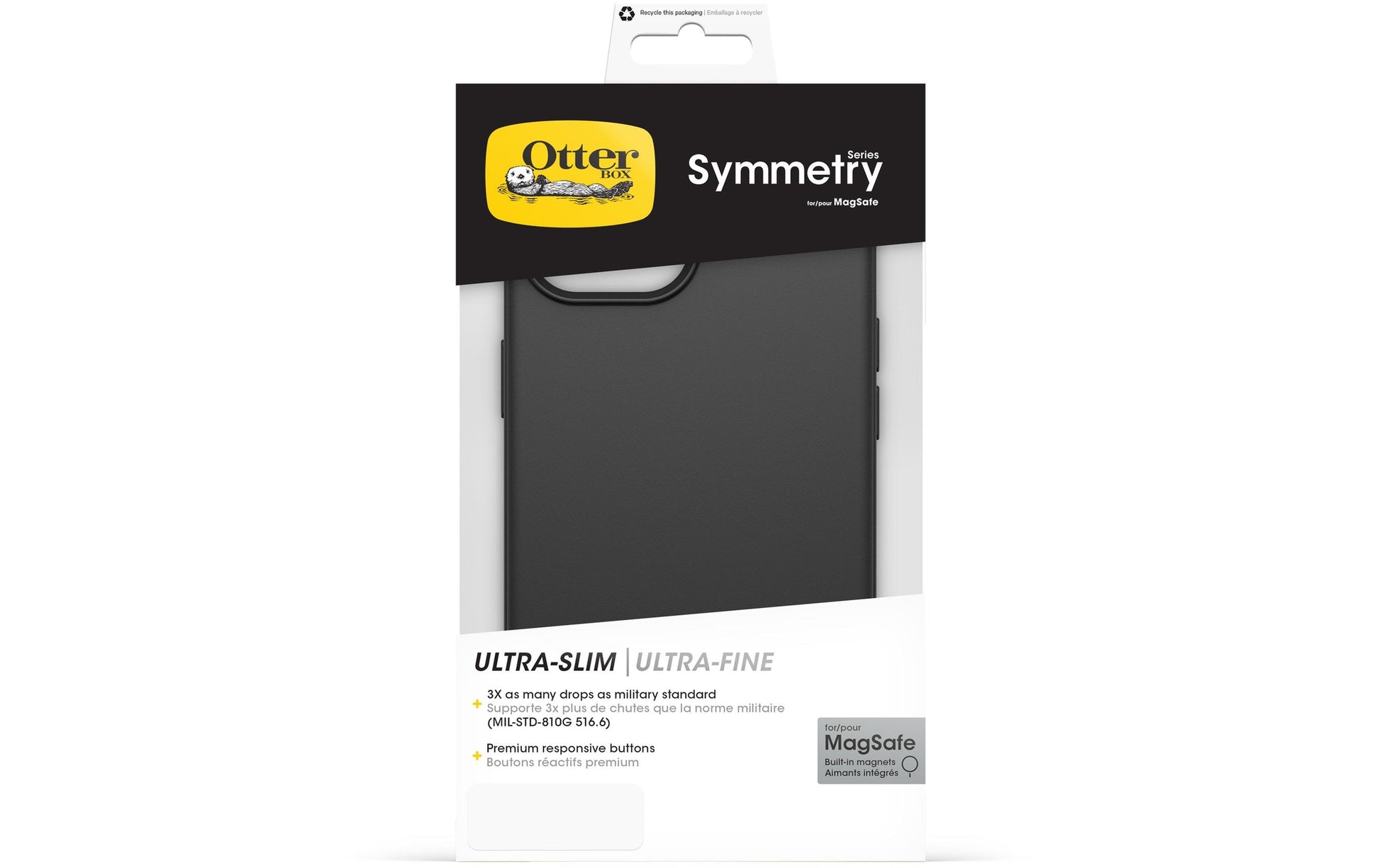 OtterBox Symmetry Backcover – für Apple iPhone 15, Kunststoff, Schwarz, kratzfest