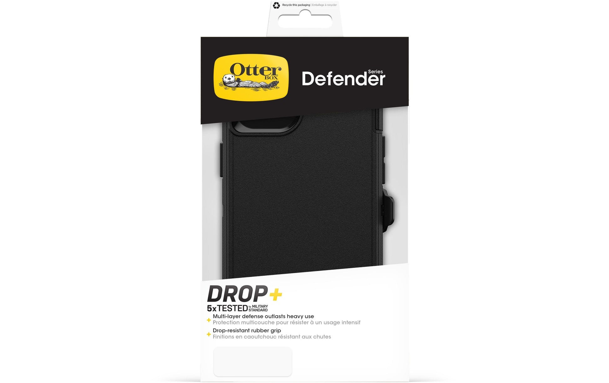 OtterBox Defender Rugged-Case – für Apple iPhone 15 Plus, Gummi, Schwarz, mit Gurtclip