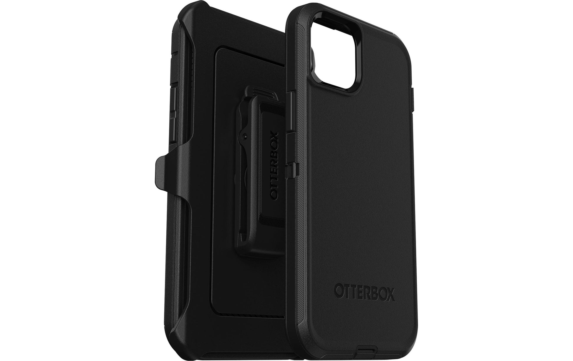 OtterBox Defender Rugged-Case – für Apple iPhone 15 Plus, Gummi, Schwarz, mit Gurtclip