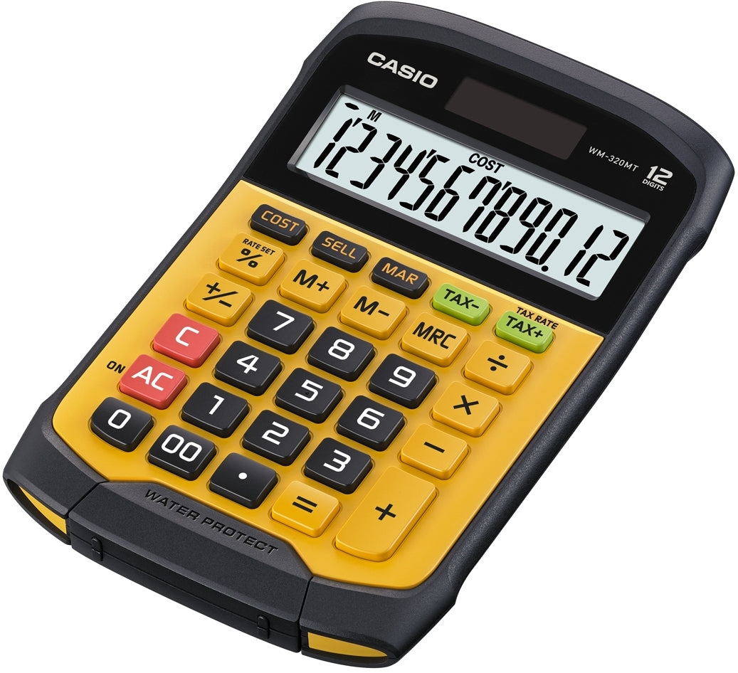 Casio Taschenrechner WM-320MT – 12-stellig – Solar/Batterie – Schwarz/Gelb
