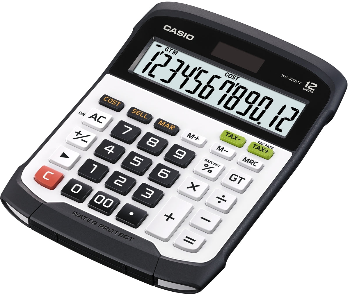 Casio Finanzrechner WD-320MT – 12-stellig – Solar/Batterie – Schwarz/Weiss