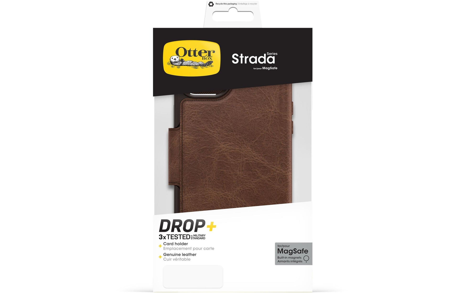 OtterBox Booklet-Hülle Strada Folio – für Apple iPhone 15 Plus – braun – Leder, mit Kartenfach