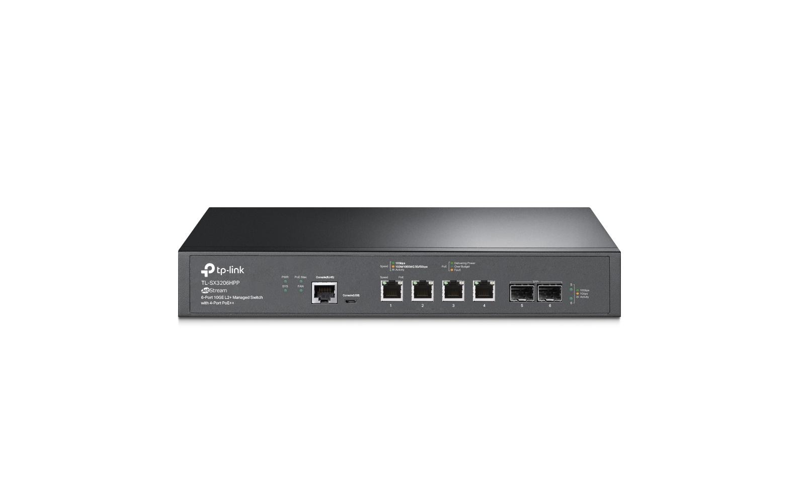 TP-Link SX3206HPP – Managed Switch – 4×10G, 2×SFP+, L2+, PoE++ 200 W, 1U
