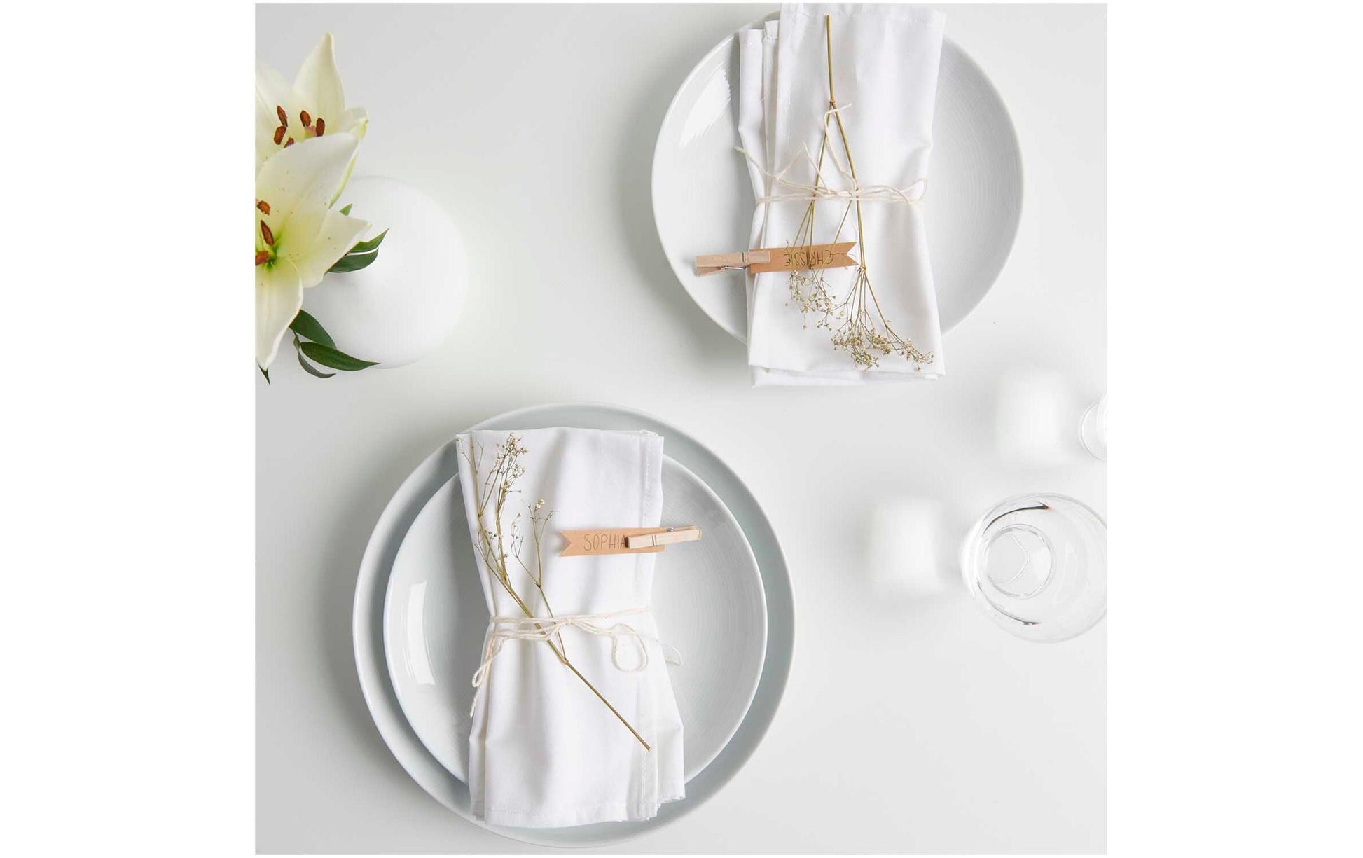 Rico Design Stoffserviette Weiss – 45 × 45 cm, Baumwolle – 2-er-Set