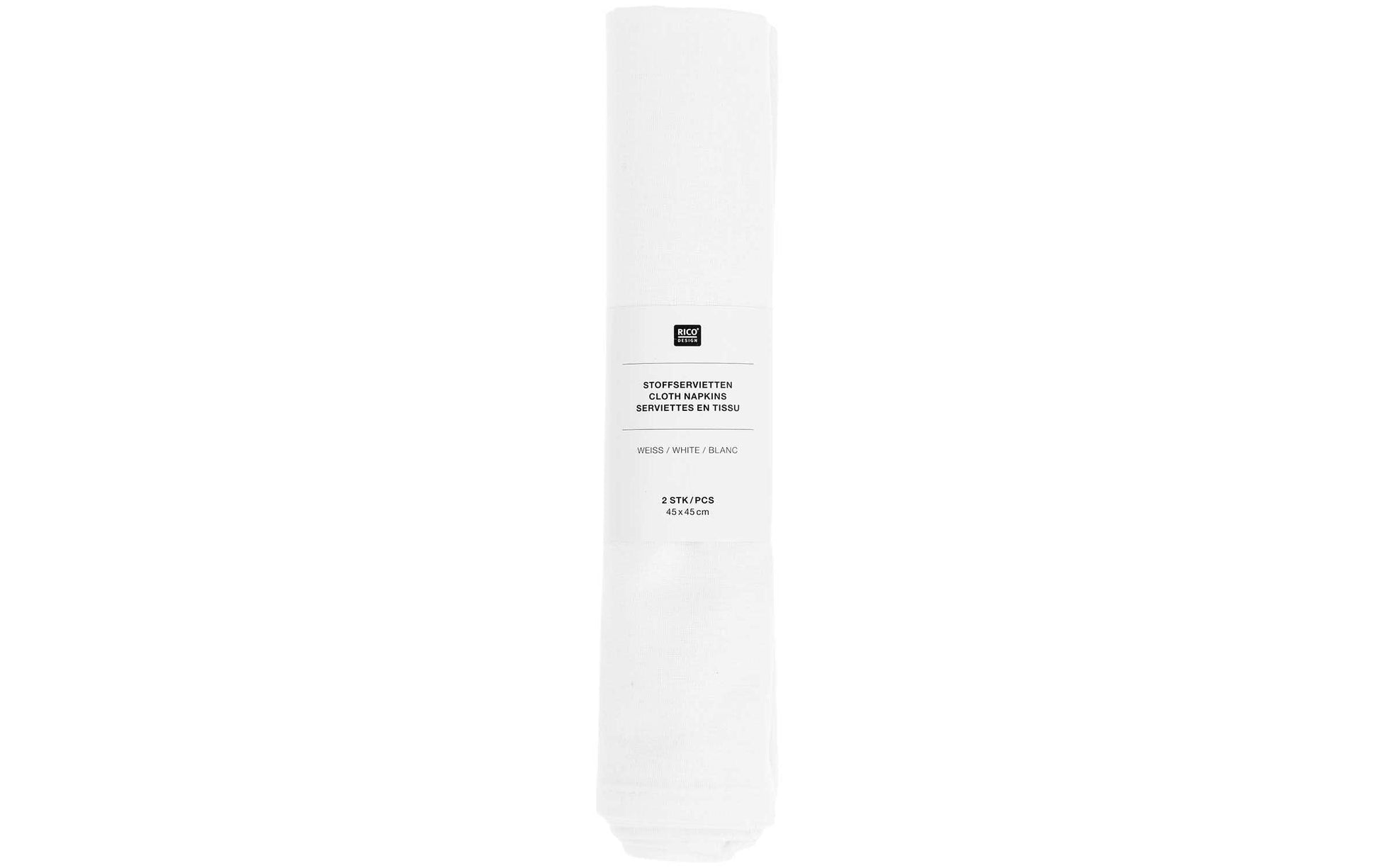 Rico Design Stoffserviette Weiss – 45 × 45 cm, Baumwolle – 2-er-Set