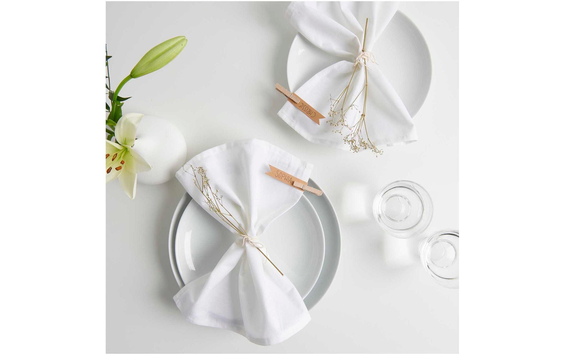 Rico Design Stoffserviette Weiss – 30 × 30 cm, Baumwolle – 2-er-Set