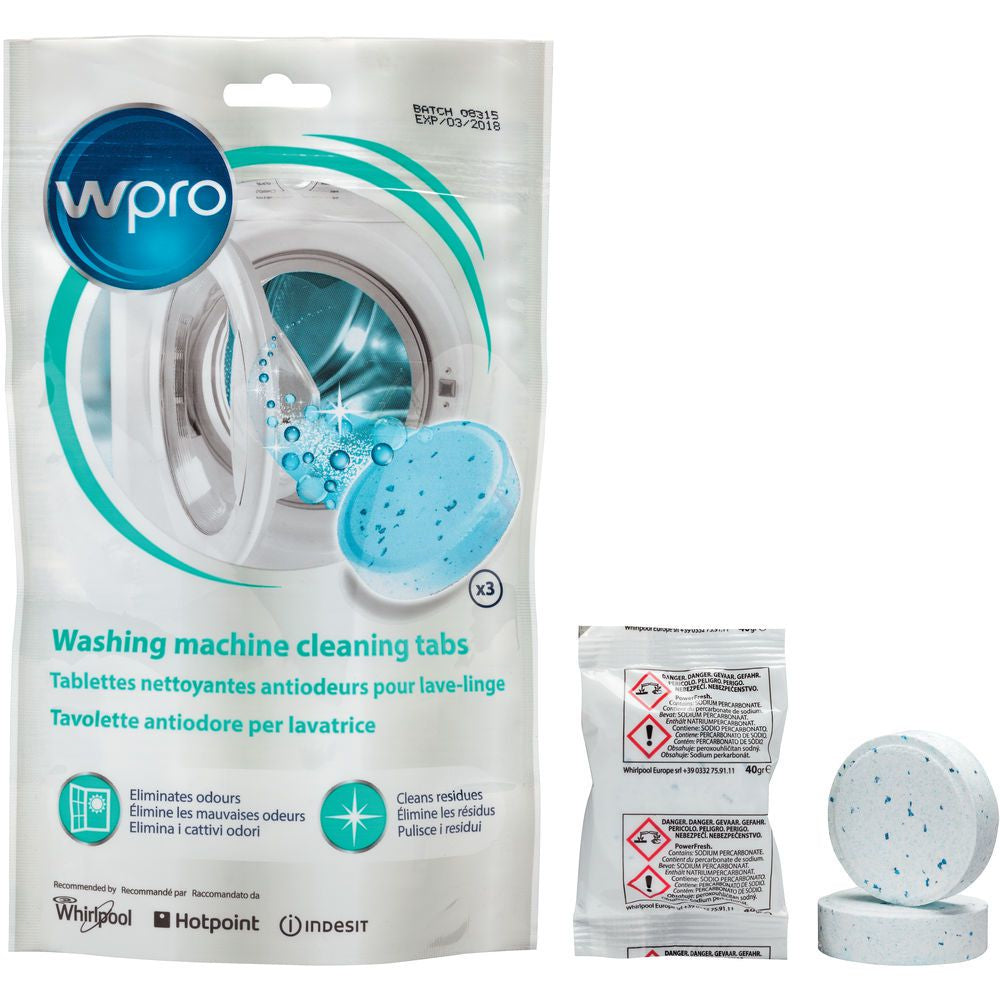 Wpro AFR301 Waschmaschinenreiniger für Waschmaschine – 120 g, 3 Tabs