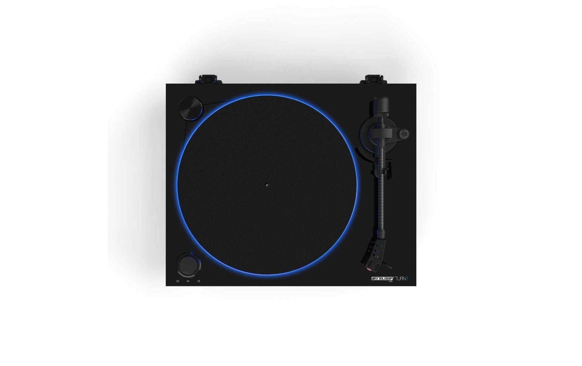Reloop Turn7 – Plattenspieler – Riemenantrieb, Phono-Preamp, J-Tonarm, Tonabnehmer dabei – Schwarz