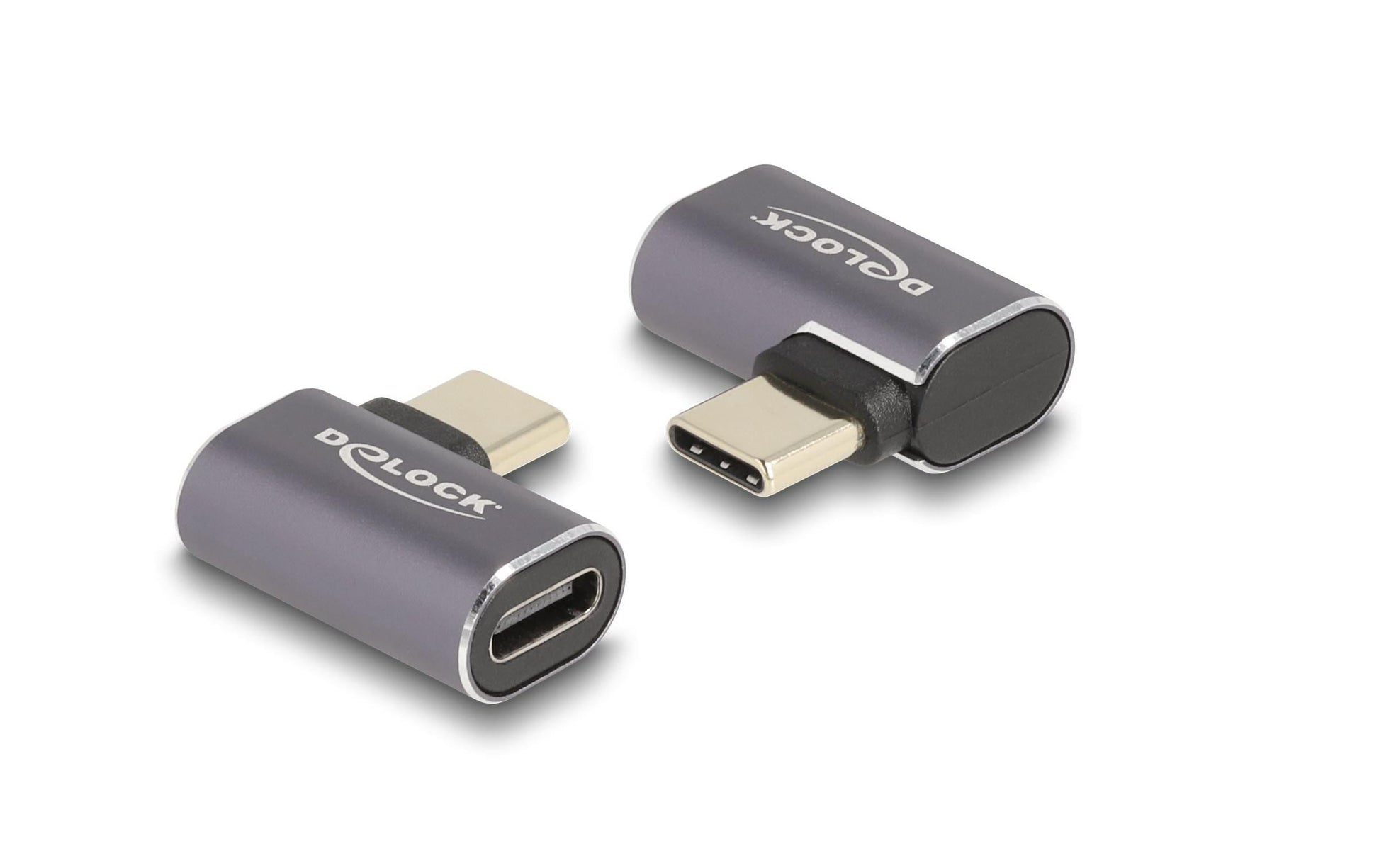 DeLOCK USB-Adapter USB-C auf USB-C – USB4 40 Gbit/s – PD 100 W – Abgewinkelt, Optisch – Anthrazit