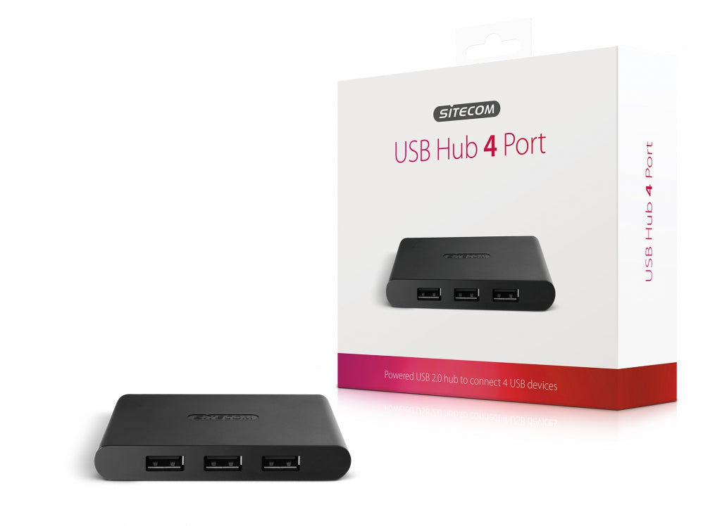 Sitecom CN-081 USB-Hub – USB 2.0, 4× USB-A, für Windows/Mac/Linux